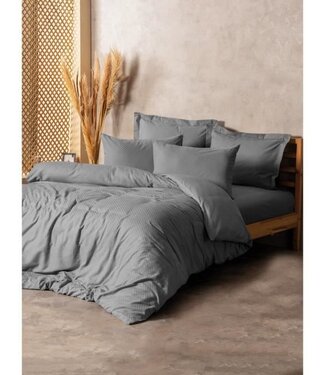 AUCUNE Dekbedovertrek Storm Grey 220x240 cm + 2 kussenslopen 60x60 cm, 100% katoen