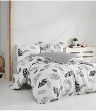 AUCUNE Dekbedovertrek Grijs 220x240 cm + 2 kussenslopen 60x60 cm, 100% katoen
