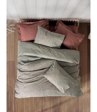 AUCUNE Dekbedovertrek Ruby Red 220x240 cm + 2 kussenslopen 60x60 cm, 100% katoen