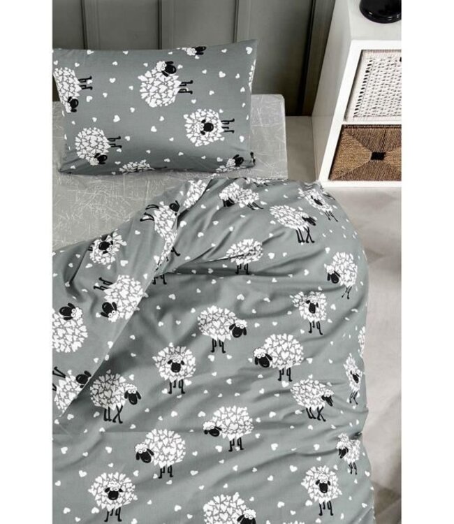 Beddengoedset Grijs 220x240 cm + 2 kussenslopen 60x60 cm, 65% katoen