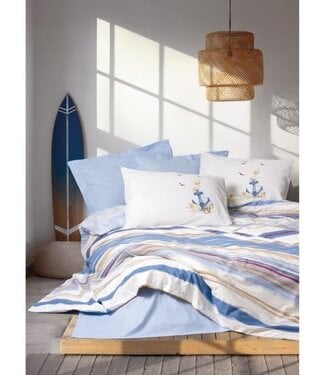 AUCUNE Dekbedovertrek Ocean Blue 220x240 cm + 2 kussenslopen, 100% katoen