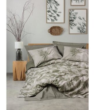 AUCUNE Dekbedovertrek Khaki 220x240 cm + 2 kussenslopen 60x60 cm, 100% katoen – Khaki