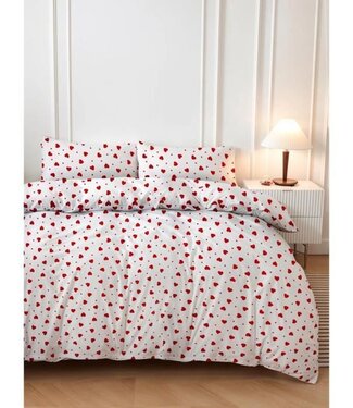 AUCUNE Dekbedovertrek Rood 220x240 cm + 2 kussenslopen 60x60 cm, 50% katoen
