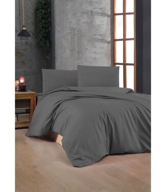 AUCUNE Dekbedovertrek Midnight Anthracite 220x240 cm + 2 kussenslopen, 100% katoen