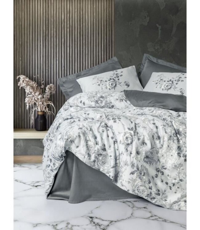 Beddengoedset Grijs 220x240 cm + 2 kussenslopen 60x60 cm - 100% katoen satijn