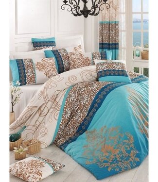 AUCUNE Beddengoedset - 1 dekbedovertrek 220 x 240 cm + 2 kussenslopen 60 x 60 cm - 100% versterkt katoen - Turquoise