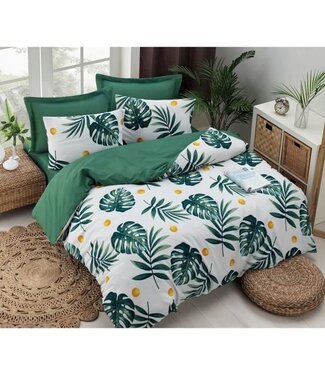 AUCUNE Dekbedovertrek Forest Green 220x240 cm + 2 kussenslopen, 65% katoen