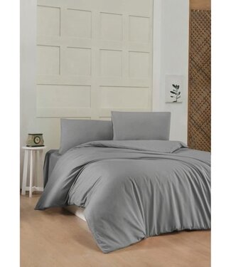 AUCUNE Dekbedovertrek Stone Grey 220x240 cm + 2 kussenslopen, 100% katoen