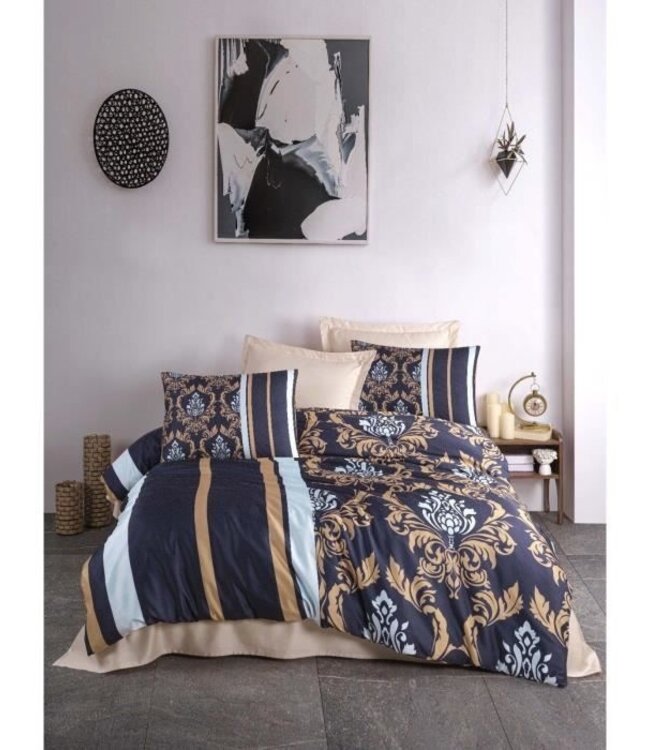 Beddengoedset Blauw 220x240 cm + 2 kussenslopen 60x60 cm, 100% microsatijn