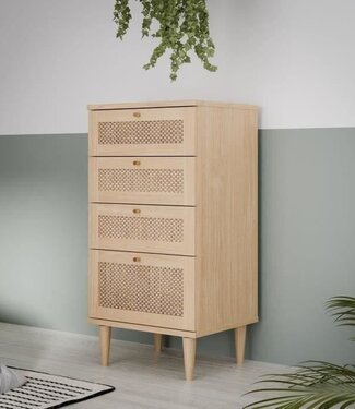 AUCUNE FORTE Calasetta Chest 50 – Boho Sideboard Oak & Technorattan