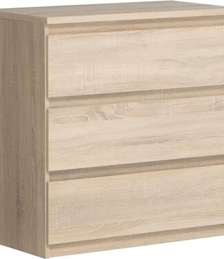 AUCUNE Ladekast CHELSEA – 3 laden – Eikenkleur – B 77,2 x D 42 x H 79,9 cm