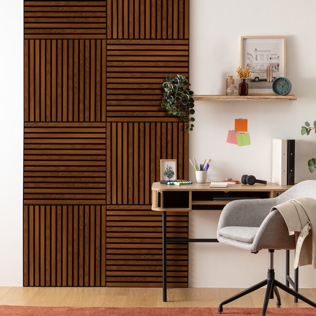 Colva Decoratief Houten Lattenpaneel Walnooteffect