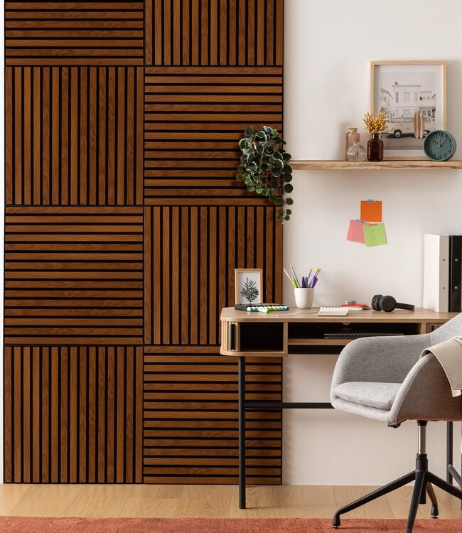 Colva Decoratief Houten Lattenpaneel – Walnooteffect