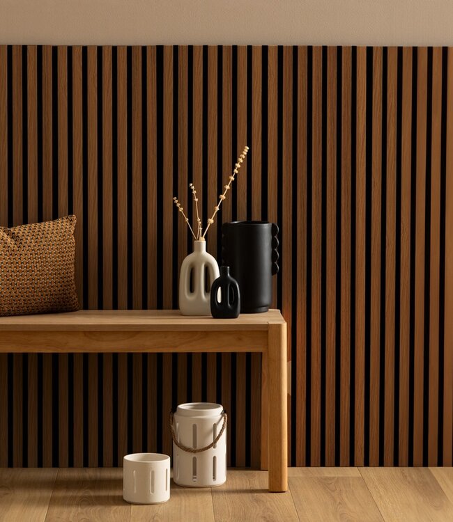 Colva Decoratief Houten Lattenpaneel – Walnooteffect