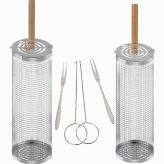Ceruzo Large Stainless Steel BBQ Grill Baskets - Set of 2