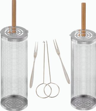 Ceruzo BBQ Grillbaskets - Set van 2 Grote RVS Grillmanden
