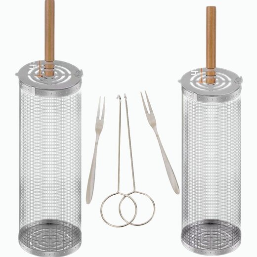 Ceruzo BBQ Grillbaskets – Set van 2 Grote RVS Grillmanden