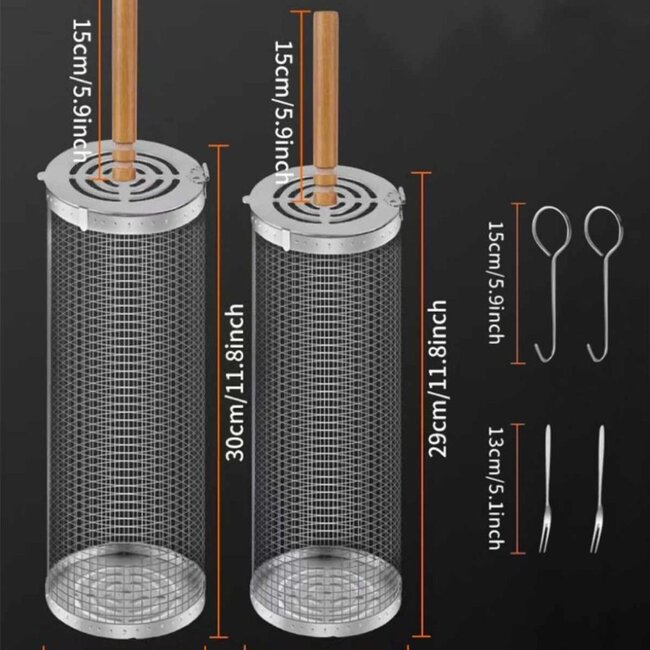 Ceruzo Large Stainless Steel BBQ Grill Baskets - Set of 2