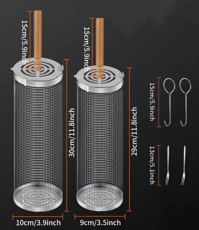 BBQ Grill Baskets – Set of 2 Large Stainless Steel Grill