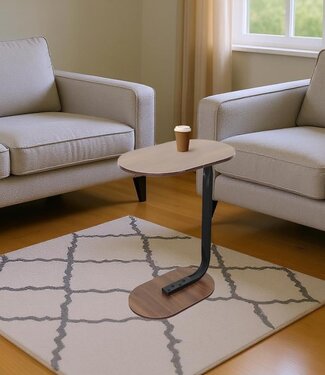 Ceruzo Bijzettafel - Bruin - Banktafel - Metaal met Hout - 45x28x60 cm