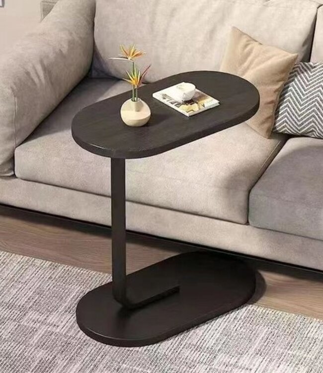 Black Side Table 45x28x60 cm – Metal & Wood Sofa Table