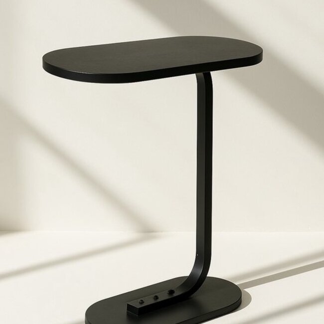 Bijzettafel - Zwart - Banktafel - Metaal met Hout - 45x28x60 cm