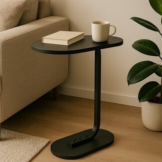 Ceruzo Black Side Table 45x28x60 cm – Metal & Wood Sofa Table