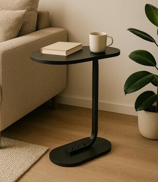 Ceruzo Black Side Table 45x28x60 cm – Metal & Wood Sofa Table