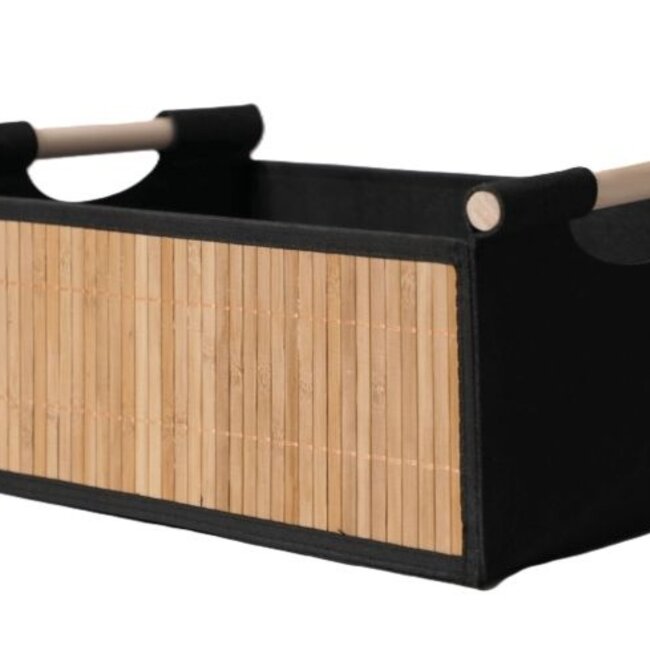 Set of 3 Bamboo Storage Baskets – Bathroom Baskets – Natural/Black