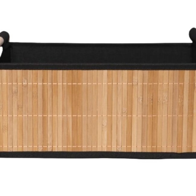 Set of 3 Bamboo Storage Baskets – Bathroom Baskets – Natural/Black