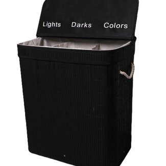Ceruzo Laundry Basket with 3 Compartments – Sorter 100L – Bamboo – Black