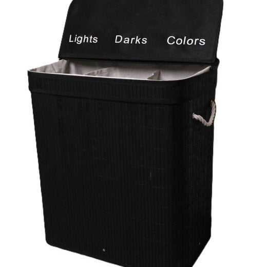 Ceruzo Laundry Basket with 3 Compartments - Black Laundry Sorter