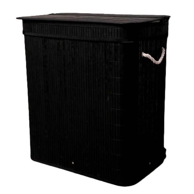 Laundry Basket with 3 Compartments – Sorter 100L – Bamboo – Black