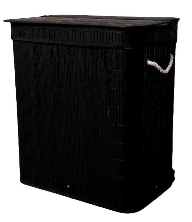 Laundry Basket with 3 Compartments – Sorter 100L – Bamboo – Black