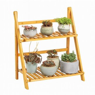 Ceruzo Bamboo Plant Stand 2-Tier – 50x28x54 cm