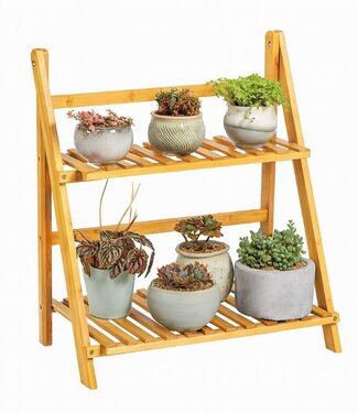 Ceruzo Bamboo Plant Stand 2-Tier – 50x28x54 cm