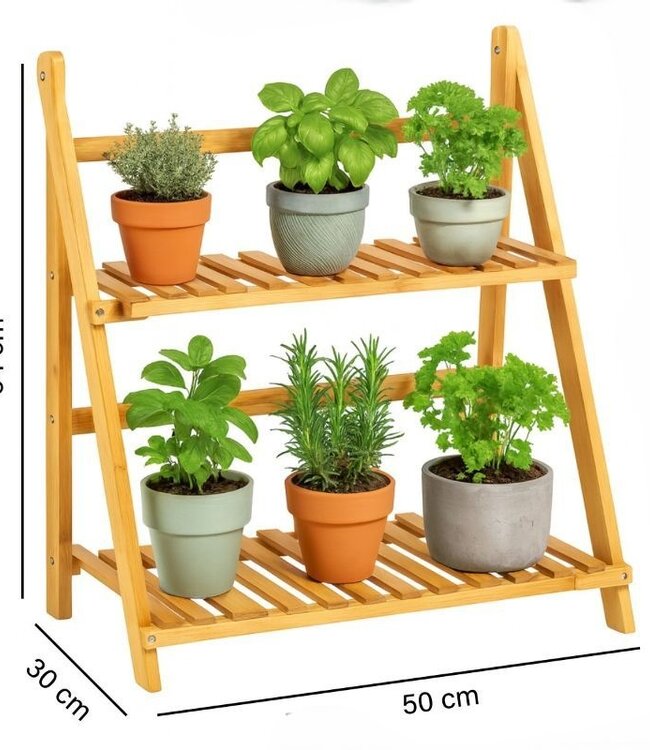 Bamboo Plant Stand 2-Tier – 50x28x54 cm