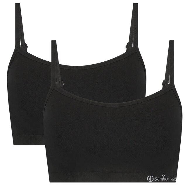 Seamless Bra 2-pack Zwart – Elle Bamboe BH met Verstelbare Bandjes