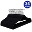 36 x Anti-slip Kledinghangers met Broeklat - Zwart