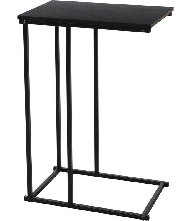 Bijzettafel - Banktafeltje - Zwart - metaal en hout - 40x26xH58cm