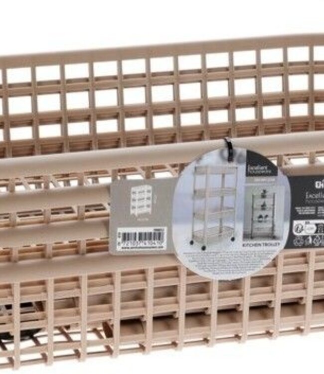 Keukentrolley – 4 Lagen – Beige – 4 Wieltjes