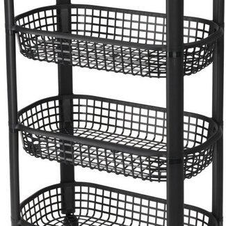 Kitchen Trolley – 4 Tiers – Black – 4 Wheels