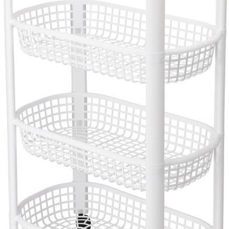 Kitchen Trolley – 4 Tiers – White – 4 Wheels