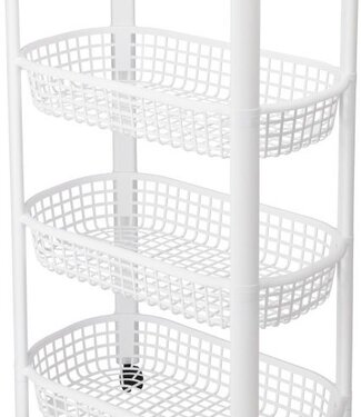 Keukentrolley – 4 Lagen – Wit – 4 Wieltjes