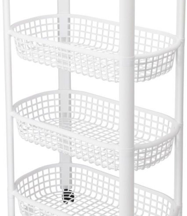 Kitchen Trolley – 4 Tiers – White – 4 Wheels
