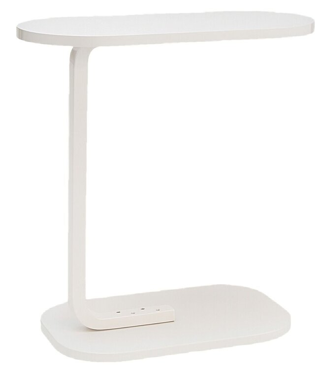 Side Table – White – Metal & Wood – 45x28x60 cm