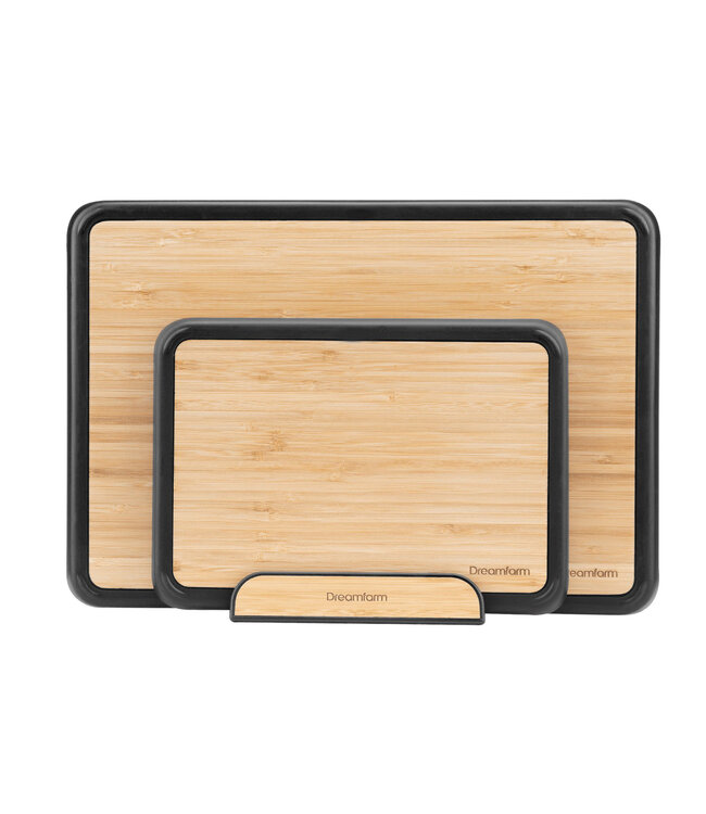 Dreamfarm Fledge Bamboe Snijplank Set – 2 stuks met Houder