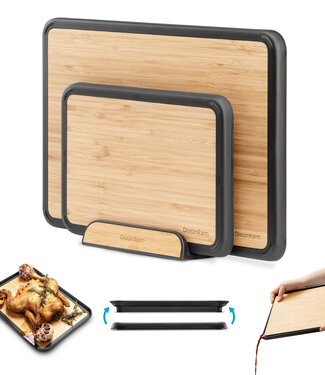 Dreamfarm Bamboo Cutting Board Set – 2 Pieces with Holder