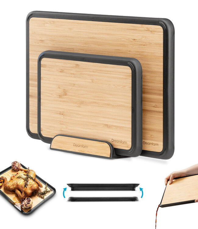 Dreamfarm Fledge Bamboe Snijplank Set – 2 stuks met Houder
