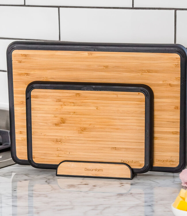 Dreamfarm Fledge Bamboe Snijplank Set – 2 stuks met Houder